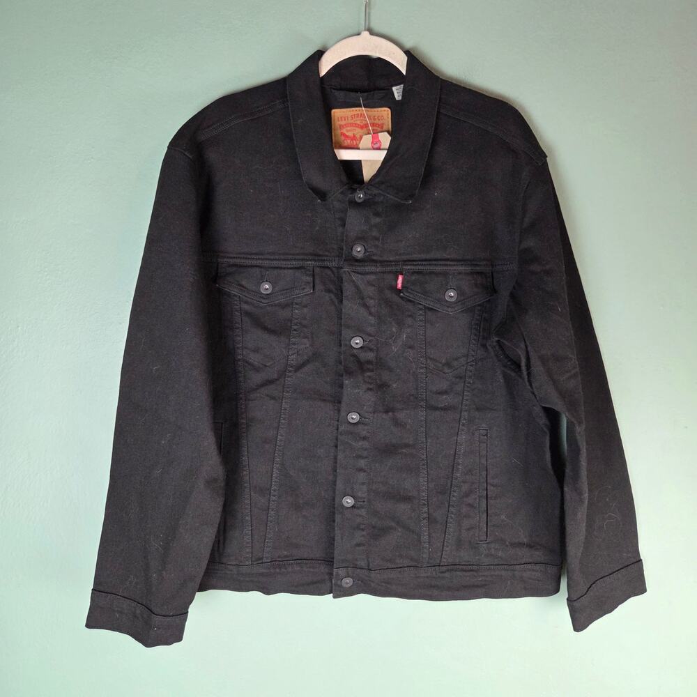 Levi's Mens XL Black Trucker Jacket Lamar Denim Stretch NWT Cotton